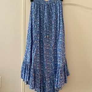 Petal & Pup Blue Midi A-Line Skirt Asymmetrical Ruffled